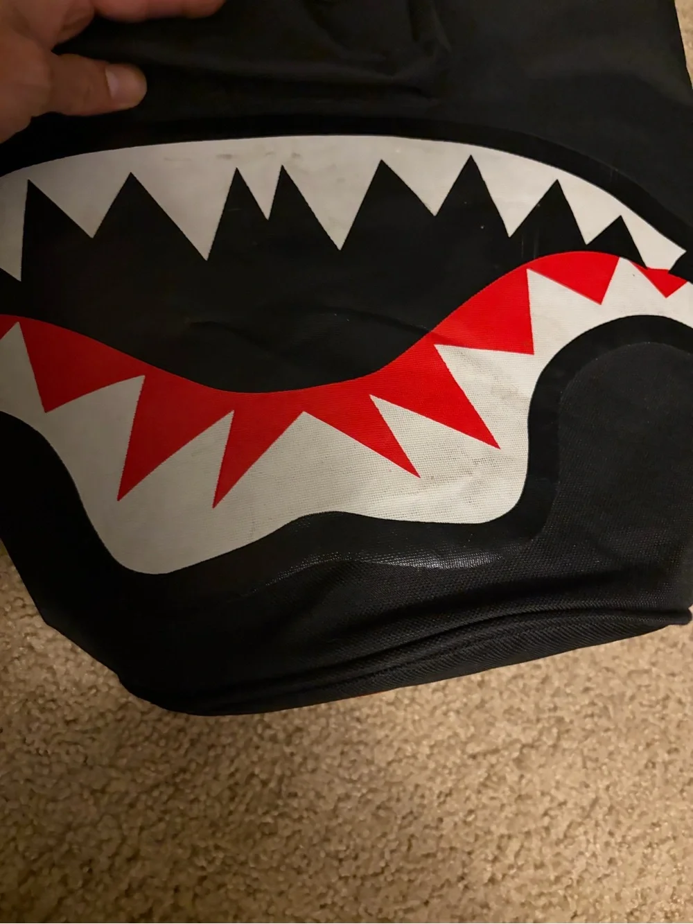 Spray ground duffel bag shark face
